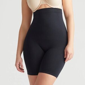 YUMMIE black seamless solutions high waist thigh shaper shapewear shorts S/M NWT